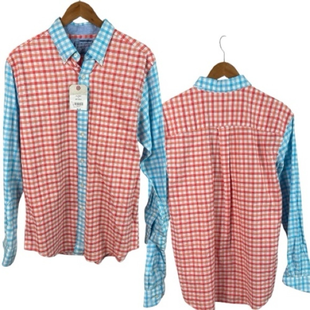BF1276 NWT Mens Saddlebred Vintage Oxford Preppy Plaid Button Down Shirt M